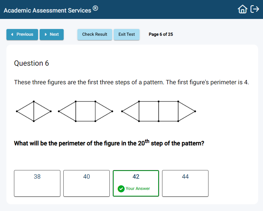 example question from Gifted Student Ability Measure test