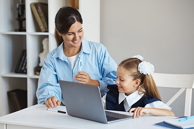 parent and child using computer