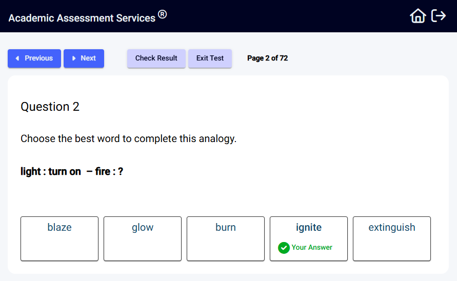 verbal reasoning test question